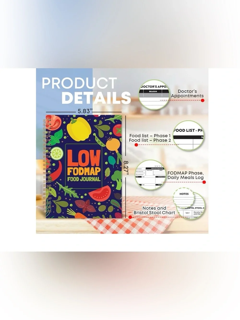 Low FODMAP Food diet book for beginner Journal Notebook spiral bound new